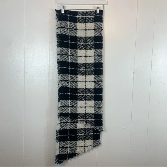 American Eagle New Plaid Check Gingham Oversized Scarf Wrap Shawl Blanket Fringe - Picture 2 of 7